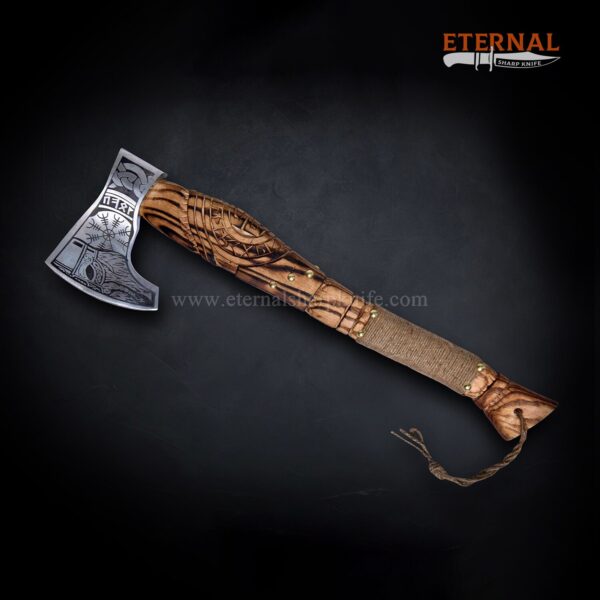 Damascus Authentic Engraved Viking Axe