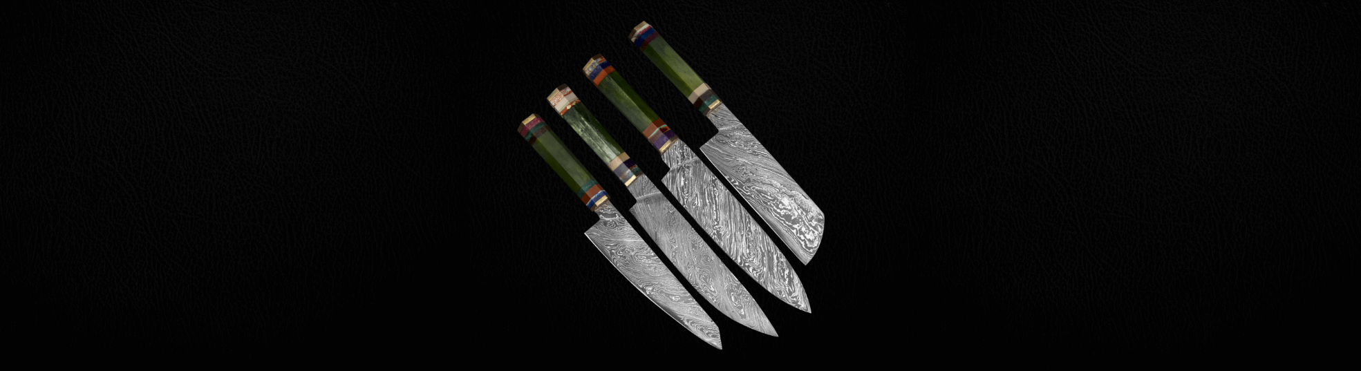 Damascus chef knives set 4 pieces