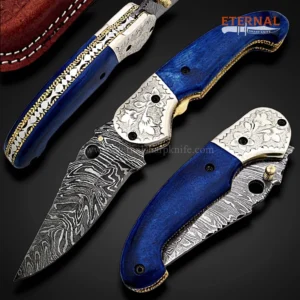 Handmade Damascus Pocket Knife - Image 3