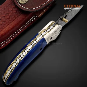 Handmade Damascus Pocket Knife - Image 4