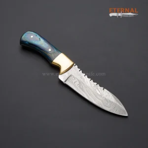 Blue Damascus Skinner Knife